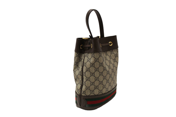 Gucci Brown Ophidia GG Supreme Small Bucket Bag 550621