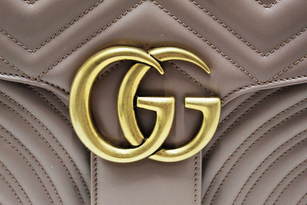 NEW Gucci Porcelain Rose Marmont Matelassé Chevron Leather Medium Shoulder Bag 443496