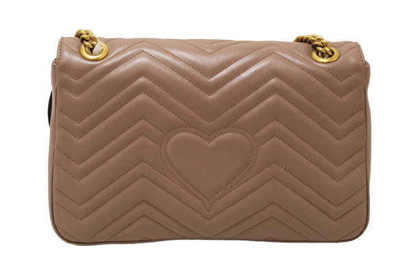 NEW Gucci Porcelain Rose Marmont Matelassé Chevron Leather Medium Shoulder Bag 443496
