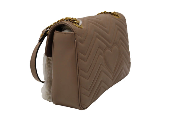 NEW Gucci Porcelain Rose Marmont Matelassé Chevron Leather Medium Shoulder Bag 443496