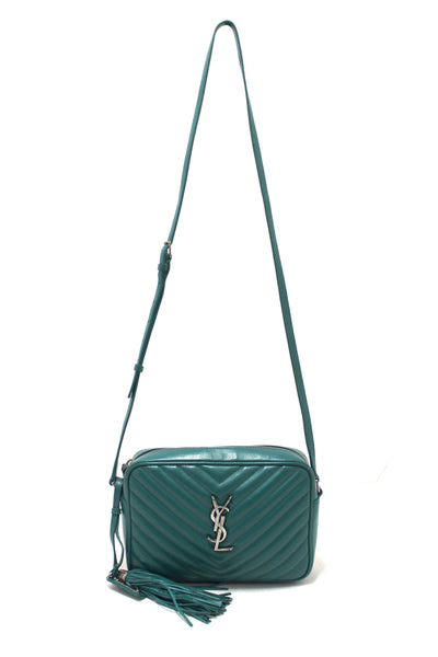 YSL Yves Saint Laurent Turquoise Leather Lou Camera Messenger Bag