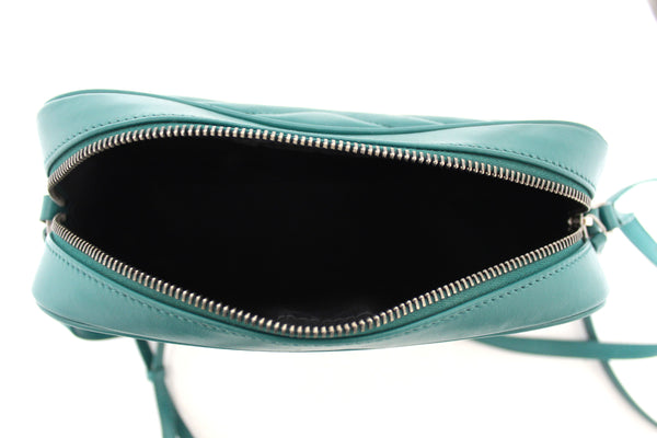 YSL Yves Saint Laurent Turquoise Leather Lou Camera Messenger Bag