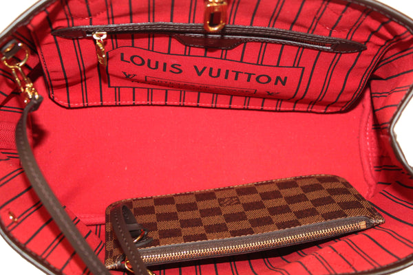 Louis Vuitton Damier Ebene Canvas Neverfull PM Shoulder Tote Bag
