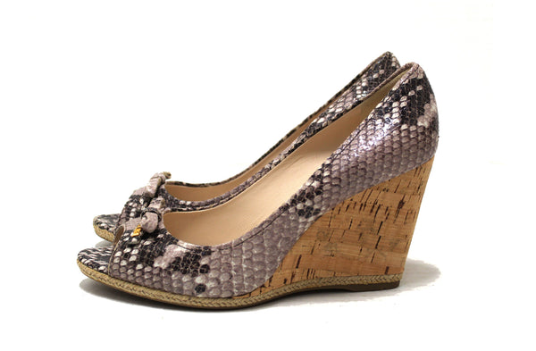 NEW Prada Beige Python Leather Wedge Size 39.5