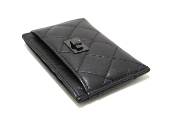 chanel black calfskin quilted reissue card holder | Shop Now at Italystation.com