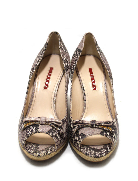 NEW Prada Beige Python Leather Wedge Size 39.5