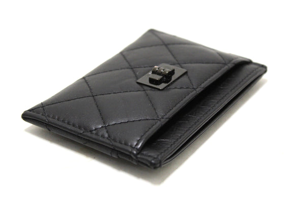 chanel black calfskin quilted reissue card holder | Shop Now at Italystation.com