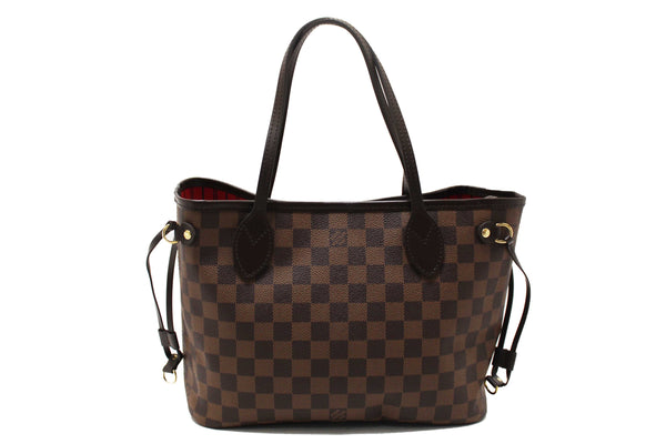 Louis Vuitton Damier Ebene Canvas Neverfull PM Shoulder Tote Bag