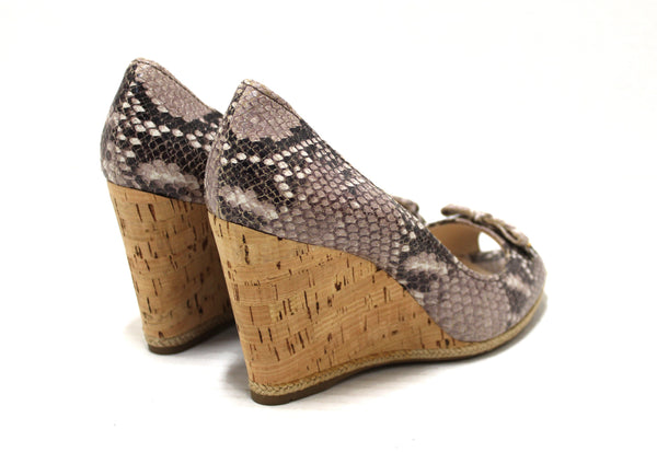 NEW Prada Beige Python Leather Wedge Size 39.5