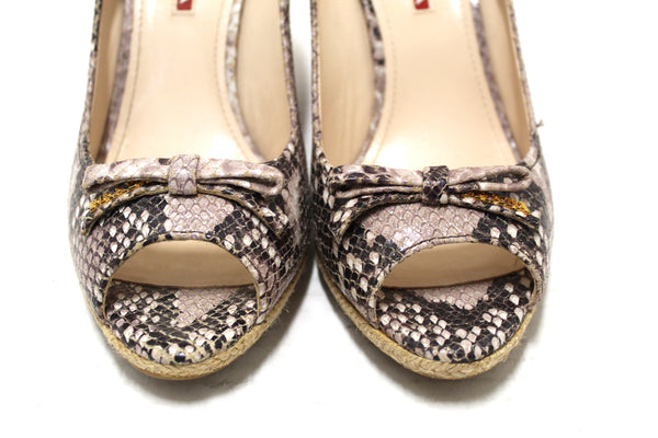 NEW Prada Beige Python Leather Wedge Size 39.5