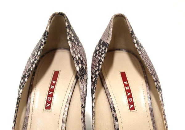 NEW Prada Beige Python Leather Wedge Size 39.5