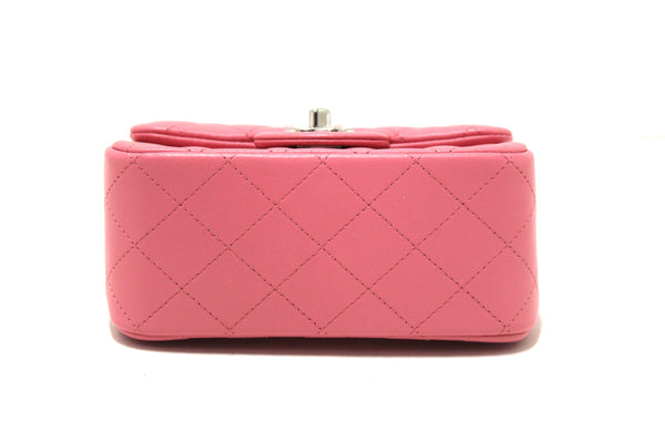 NEW Chanel Quilted Pink Lambskin Leather Mini Square Classic Flap Bag