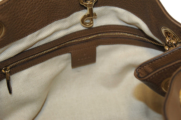 Gucci Brown Pebbled Calfskin Medium Soho Chain Shoulder Bag 308982