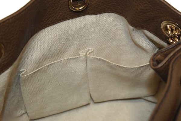 Gucci Brown Pebbled Calfskin Medium Soho Chain Shoulder Bag 308982