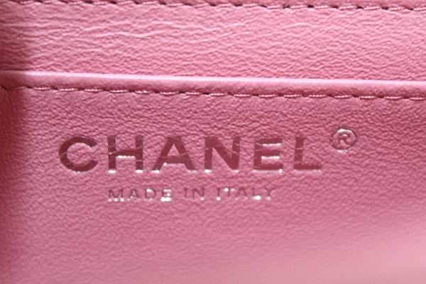 NEW Chanel Quilted Pink Lambskin Leather Mini Square Classic Flap Bag