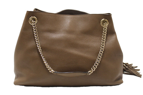 Gucci Brown Pebbled Calfskin Medium Soho Chain Shoulder Bag 308982