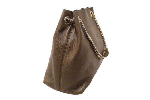 Gucci Brown Pebbled Calfskin Medium Soho Chain Shoulder Bag 308982