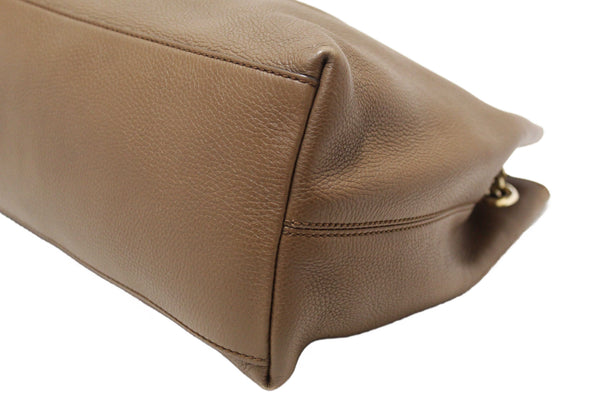 Gucci Brown Pebbled Calfskin Medium Soho Chain Shoulder Bag 308982