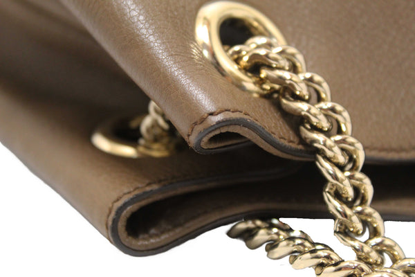 Gucci Brown Pebbled Calfskin Medium Soho Chain Shoulder Bag 308982