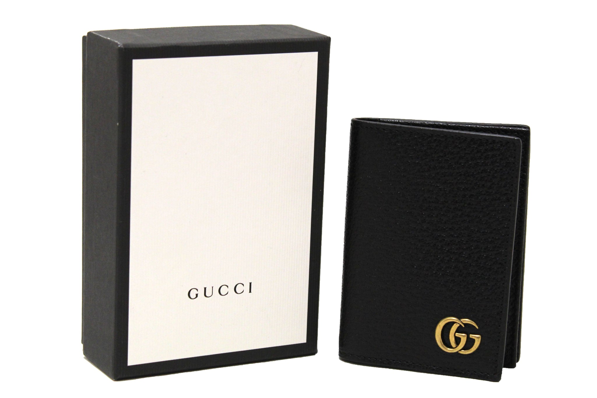新款 Gucci GG Marmont 黑色皮革卡包
