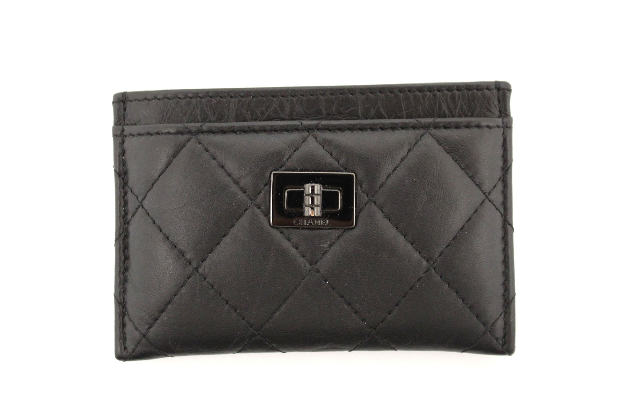 chanel black calfskin quilted reissue card holder | Shop Now at Italystation.com