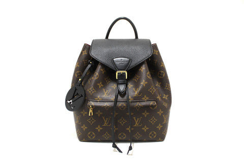 Louis Vuitton Classic Monogram with Black Leather Montsouris PM Backpack