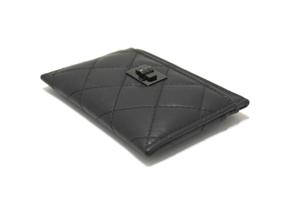 chanel black calfskin quilted reissue card holder | Shop Now at Italystation.com