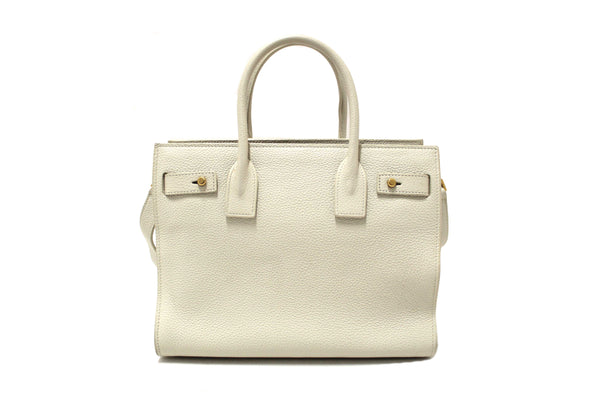 Yves Saint Laurent YSL White Leather Baby Sac De Jour Tote Handbag