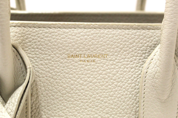 Yves Saint Laurent YSL White Leather Baby Sac De Jour Tote Handbag