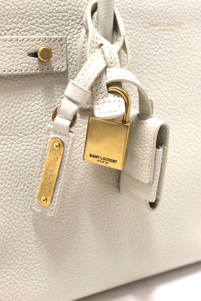 Yves Saint Laurent YSL White Leather Baby Sac De Jour Tote Handbag