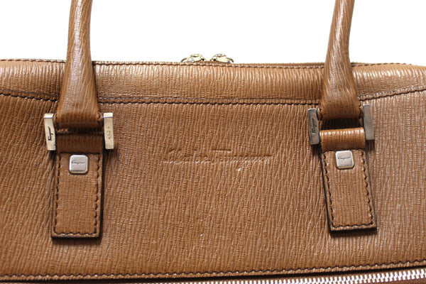 Salvatore Ferragmo Brown Leather Briefcase Work Bag