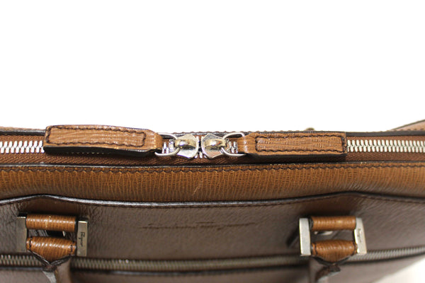 Salvatore Ferragmo Brown Leather Briefcase Work Bag