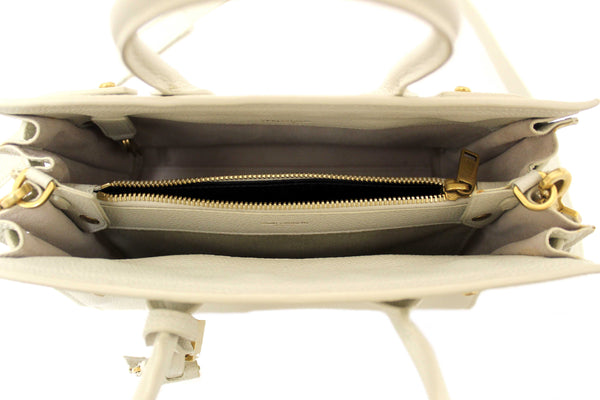 Yves Saint Laurent YSL White Leather Baby Sac De Jour Tote Handbag