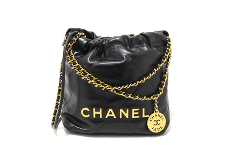 Chanel 22 Mini Black Calfskin Leather Crossbody Bag