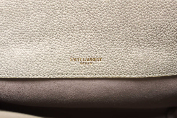 Yves Saint Laurent YSL White Leather Baby Sac De Jour Tote Handbag