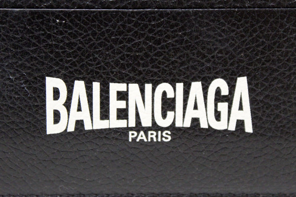 NEW  Balenciaga Black Small Grain Calfskin Leather Cash Card Holder