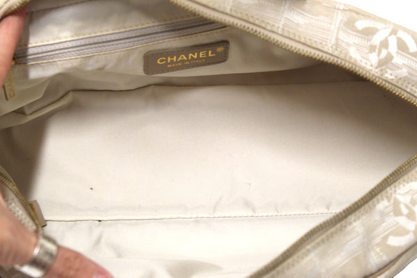 Chanel 復古米色 CC 帆布保齡球包