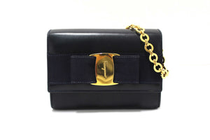 Salvatore Ferragamo Blue Leather Miss Vera Mini Bag