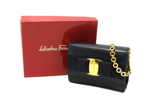 Salvatore Ferragamo Blue Leather Miss Vera Mini Bag