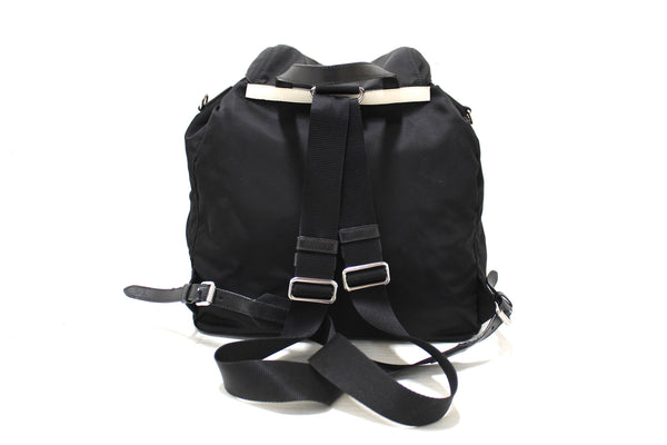 Prada Black Nylon with Blue/White Leather Strap Elektra Tessuto Backpack