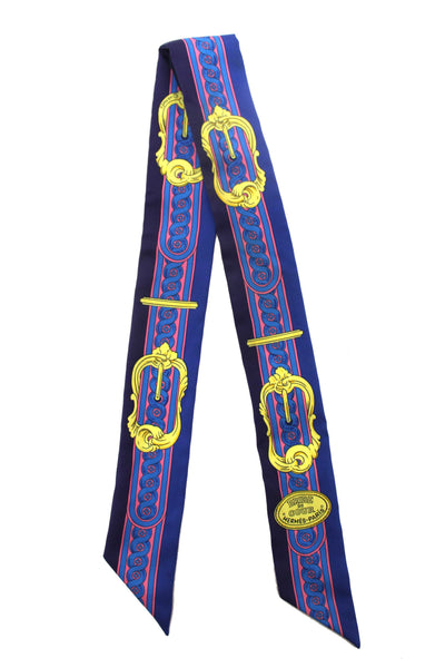 Hermes Blue Silk Bride De Cour Twilly Bandeau Scarf