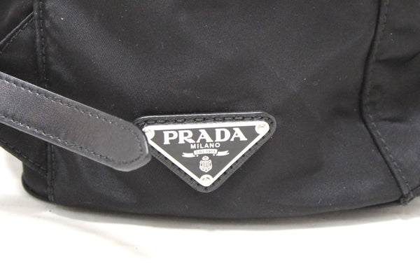 Prada 黑色尼龍搭配藍色/白色皮革肩帶 Elektra Tessuto 背包