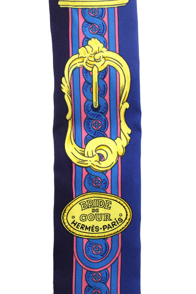 Hermes Blue Silk Bride De Cour Twilly Bandeau Scarf