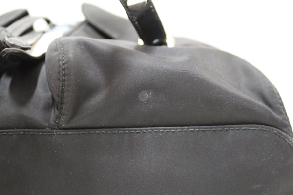 Prada Black Nylon with Blue/White Leather Strap Elektra Tessuto Backpack