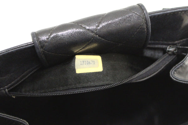 Chanel 復古黑色絎縫小羊皮皮革小號托特包鏈條單肩包
