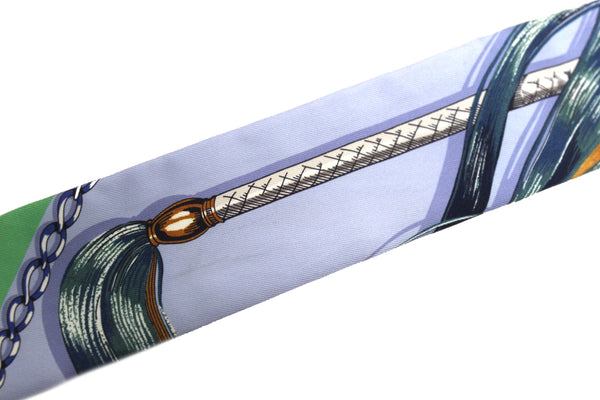 Hermes Blue Silk Cavalcades Twilly Bandeau Scarf