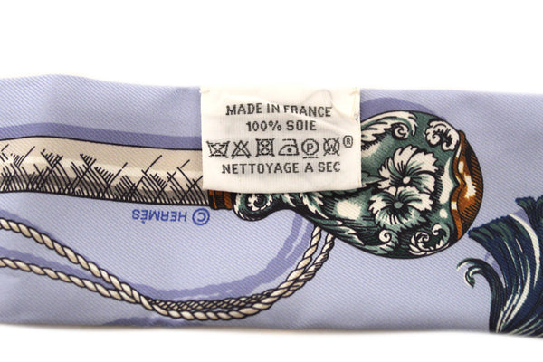 Hermes Blue Silk Cavalcades Twilly Bandeau Scarf