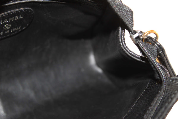 Chanel Vintage CC Black Caviar Leather Small Party Mini Shoulder Bag