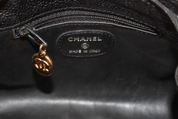 Chanel Vintage CC Black Caviar Leather Small Party Mini Shoulder Bag