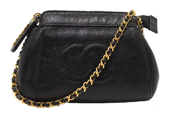 Chanel Vintage CC Black Caviar Leather Small Party Mini Shoulder Bag